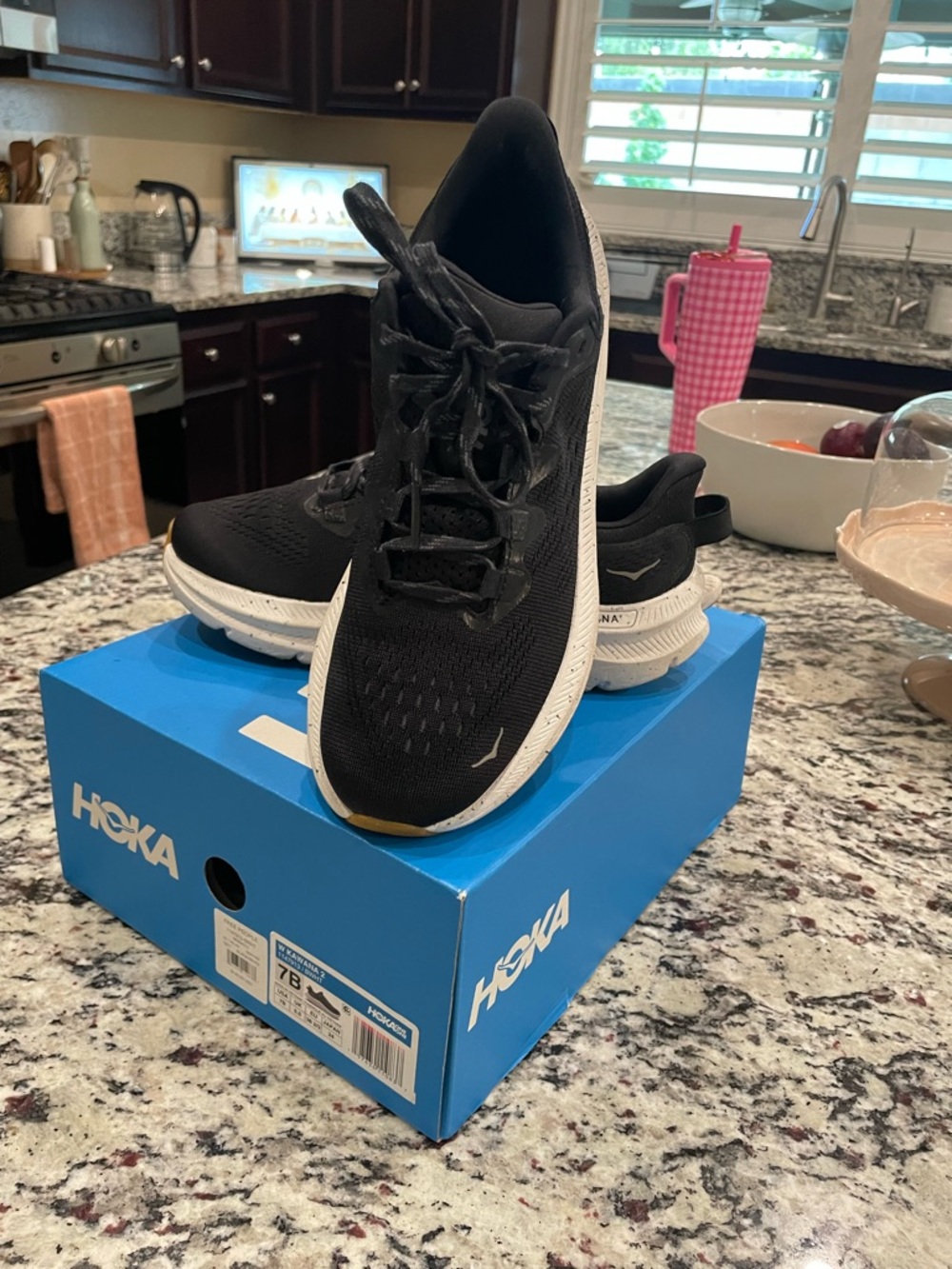 Hoka Women's Black and White Running Sneakers